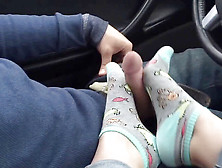 Epic Toejob In Car With Socks And Money-Shot On Socked Feet