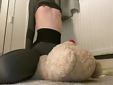 Skinny Gym Slut Humps Teddy Until Cums