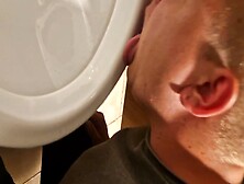 Pissslave Cleaning A Public Toilet With His Mouth