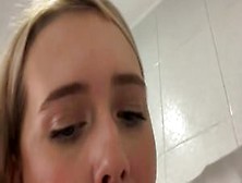 Blondie In The Shower Sucking A Dildo