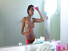 Cutie Covers Her Hot Body In Neon Body Paint