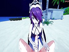 Rosaria Getting Pov Banged! On The Beach.  Genshin Impact Anime.