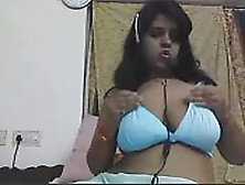 Chubby Indian Girl Plays With Her Huge Tits On Camera