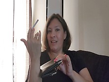 Big Beautiful Woman (Bbw) Uses Leather Cigarette Case To Give Smoking Fetish Handjob