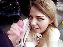 Blonde Teen Bella Scaris Bends Over In Public