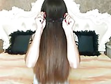 Very Sexy Brunette Hairplay,  Long Hair,  Hair