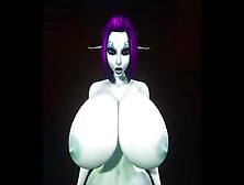 Lusty Dark Elve Playing With Her Boobs