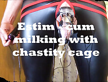 Estim - Cum Milking With Chastity Cage