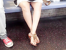 Candid Girl Feet In Sandals
