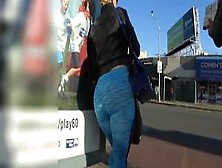 Amazing Phat Ass Blonde With Blue Spandex
