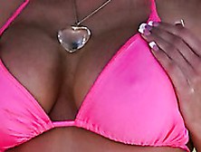Bosomy Chick Laura Lee Takes Pink Bikini Off And Demonstrates The Big Titties
