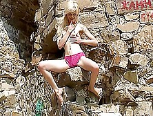 Skinny Blonde Ana Fey Hikes Naked And Barefoot!