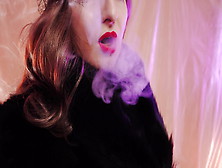 Asmr Fur Coat Fetish,  Vaping Smoking With Leather Gloves (Arya Grander)