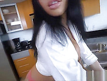 Curvy Big Tit Latina Gets Dirty In Kitchen