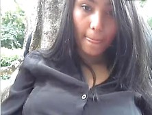 Colombian Girl In Public Park