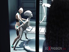 Alien Lezzie Sex In Sci-Fi Lab.  Female Android Plays With An Alien