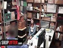 Shoplyfter - Amazingly Beauty Skinny Beauty Brooke Bliss Bends Over The Officer's Desk And Spreads Her Legs