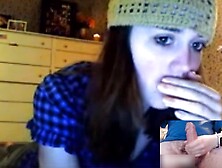 Surprised Teen Watching Cumshot On Webcam