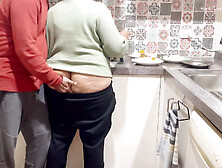 Indian Kitchen Affair: Busty Stepsister's Ass Kissed,  Pressed And Pleasured!