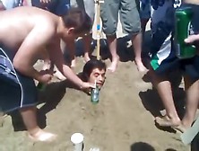 Rugby Lads Piss Hzaing A Mate At Beach