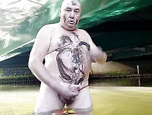 Fat Pig Pascal Masturbates In The Humidity And Mud Under A Bridge