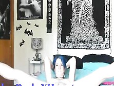 Homemade Webcam Performance With Blue Hair Alternative Tattoo Performer Spreading