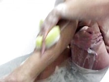 Housemaid Closed Inside The Wc,  Washes And Masturbates Bald Cunt
