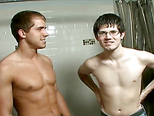 Two Hot Gay Guys Hook Up And Fuck In The Locker Room Shower