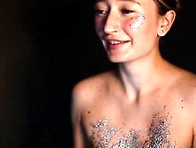 18Yo Glitter Covered Teen Camgirl - Solo Teasing On Webcam