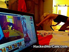 Pretty Blonde Getting Naked On Her Hacked Web Camera