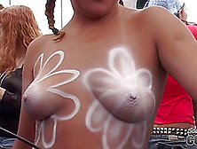 Some Chicks Getting Their Tits Body Painted On Duval Street Key West - Southbeachcoeds