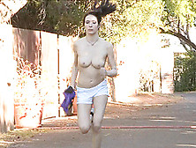 Her Natural Tits Bounce Up An Down While Taking A Jog Totally Nude