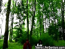 Nice Outdoor Sex With Young Brunette And Horny Grandpa