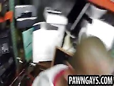 Ebony Hunk Sucking On A Hard Cock At The Pawn Shop