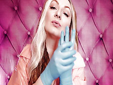 Asmr: Blue Nitrile Gloves Fetish - Hot Sounding - Milf In Pink Pvc Coat (Arya Grander)
