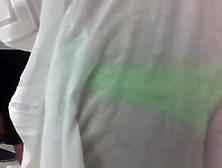 Green Thong Under Transparent Dress