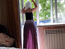 Step Mom In A Transparent Dress Shows Her Gigantic Bum To Her Stepson And Waits For Anal Sex