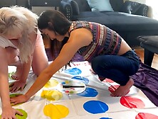 A Sexy Twister Strip Game With A Lesbian Couple