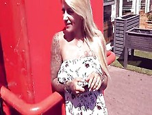 Tattooed German Cougar With Huge Jugs And Blonde Hair During