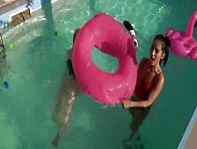 Veronique And Lexi Dona Pool Fun