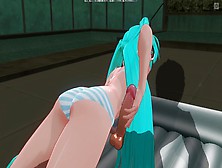 3D Anime Hatsune Miku Jerks Off Your Prick By The Pool