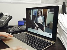 Office Nerd Catches Colleague Masturbating And Joins Her