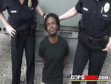 Ebony Thug Screwing The Cops Outdoors With His Large Ebony Knob