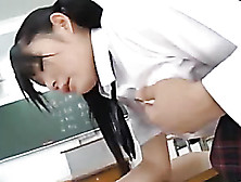 Slutty Japanese Chick In Pigtails And School Uniform Spreads Her Legs For Her Teacher's Meat