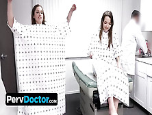 Pervdoctor - Teenie Babe And Her Busty Friend Went To The Annual Check-Up,  But End Up Sharing The Doctor’S Sperm
