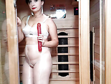Pantyhosed In Sauna.