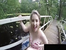 Hot Young Blonde Sunny Lane Fingers Her Pussy On A Bridge!