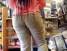 Thick Ebony Booty And Thighs Tan Leggings