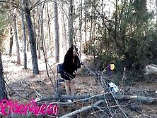 Bbw Making Off Scene Into Forest