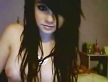 Black-Haired Emo Girl Pounded Herself On Webcam
